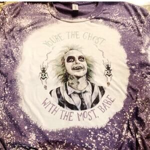 Beetlejuice Bleach Dye Handmade Graphic Tee